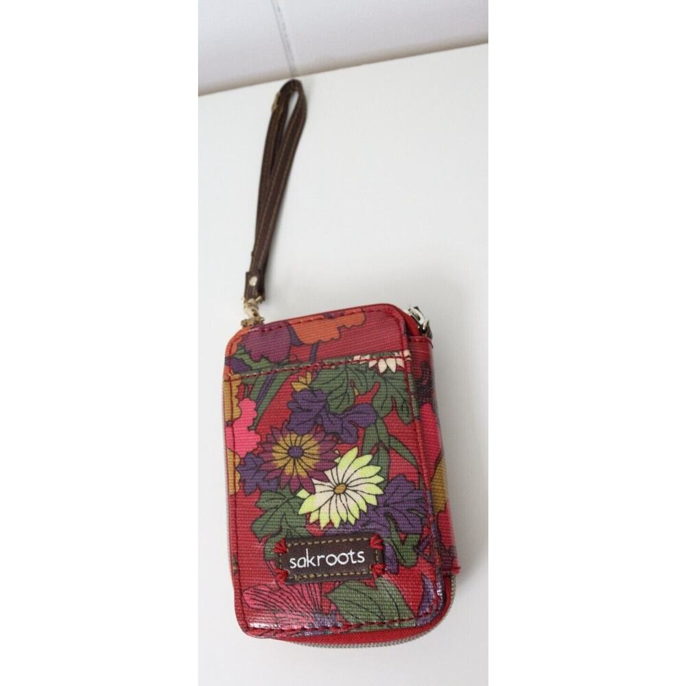 Sakroots Wallet Purse Wristlet Womens Cellphone Zipper Flower (18)